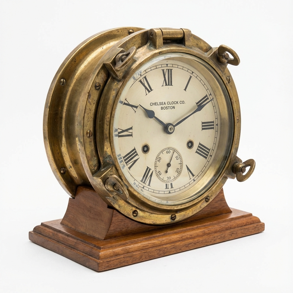 Porthole Brass Desk Clock