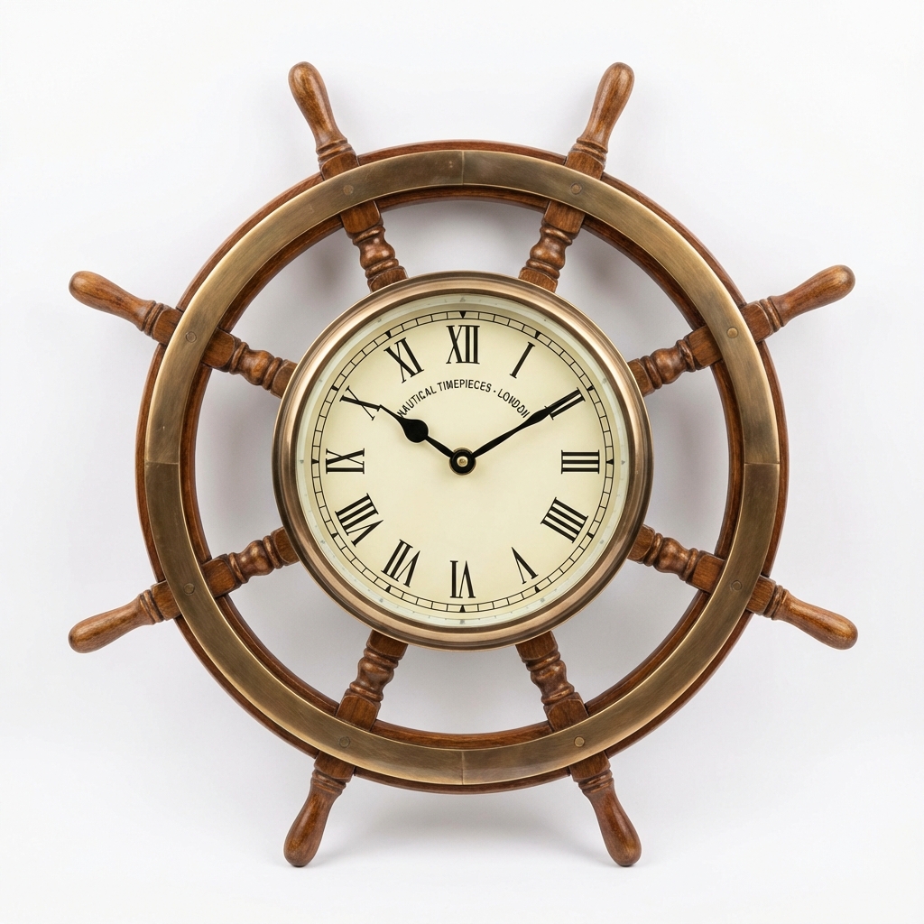 Ship Wheel Brass Wall Clock